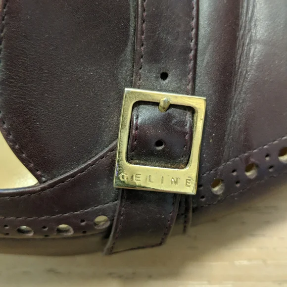 Celine burgundy-brown leather classic pumps/shoes, 2 1/2" heal,size 38 - Picture 3 of 11